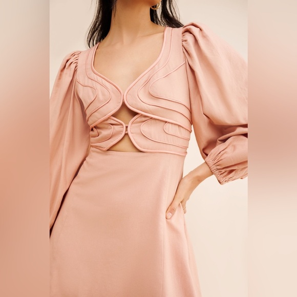 Farm Rio Linen Long Sleeve Cutout Mini Dress - Picture 3 of 8